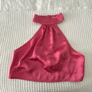 We wore what pink crop tie tank